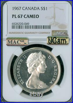 1967 Canada Silver Dollar Ngc Pl67 Cameo Mac Ucam & Spotless Only 1 Finer