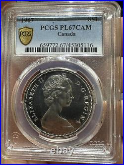 1967 Canada Silver Dollar PCGS PL67CAM Coin Prooflike Cameo