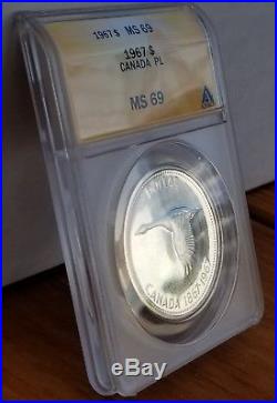 1967 Canada Silver One Dollar Proof Like Ms69 Cameo Goose
