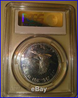 1967 ICCS PL63 $1 Mint Error Double Struck in Collar Canada silver dollar RARE