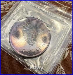 1967 MS-66 Silver Canadian Centennial Gem Rainbow Toner. 925 Iccs 1967 MS-66 Silver Canadian Centennial Gem Rainbow Toner. 925 Iccs