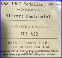 1967 MS-66 Silver Canadian Centennial Gem Rainbow Toner. 925 Iccs 1967 MS-66 Silver Canadian Centennial Gem Rainbow Toner. 925 Iccs