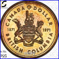 1971 British Columbia Canada Silver Dollar PCGS SP68 Toned