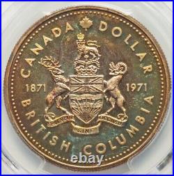 1971 British Columbia Canada Silver Dollar PCGS SP68 Toned