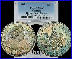 1971 Canada British Columbia Silver Dollar PCGS SP66 HIGH GRADE GEM TONED COLOR