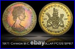 1971 Canada British Columbia Silver Dollar PCGS SP67 Attractive Colorful Toning