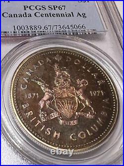 1971 Canada Centennial Ag Silver Dollar $1 PCGS SP67 Beautiful Toning