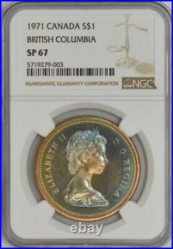 1971 Canada Silver $1 British Columbia SP67 Color NGC 944007-3