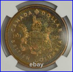 1971 Canada Silver $1 British Columbia SP67 Color NGC 944007-3