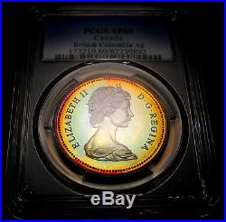 1971 Canada Silver $1 PCGS SP-69 Incredible NEON Rainbow Toning RARE SP69 Grade