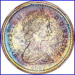 1971 Canada Silver Dollar $1 British Columbia Ngc Sp65 Bright Blue & Purple Tone