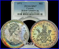 1971 Canada Silver Dollar British Columbia PCGS SP67 Yellow Red Turquoise Toned