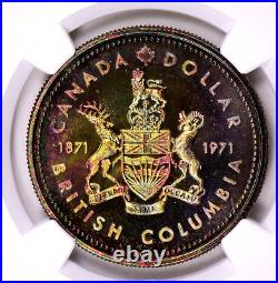 1971 Canada Silver Dollar NGC SP67 Star Cameo Monster Rainbow British Columbia