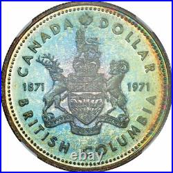 1971 Canada Silver Dollar NGC SP67 Star Monster Rainbow Toned British Columbia