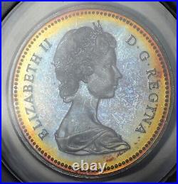1971 Canada Silver Dollar Specimen Brit. Columbia Anacs Msp69 Nice Toning