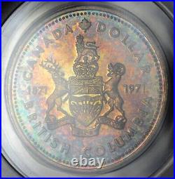 1971 Canada Silver Dollar Specimen Brit. Columbia Anacs Msp69 Nice Toning