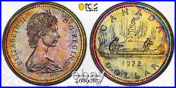 1972 $1 SP67 Toned Canada Voyageur Silver Dollar PCGS Gold Shield Nice Coin