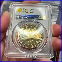 1972 $1 SP67 Toned Canada Voyageur Silver Dollar PCGS Gold Shield Nice Coin