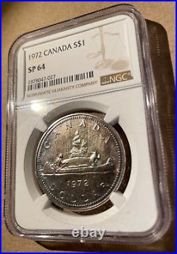 1972 Canada $1 NGC SP 64 Specimen Strike Voyageur Silver