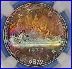 1972 Canada Canadian 1 $ Silver Dollar NGC SP 68 PQ++ Amazing Rainbow Toning