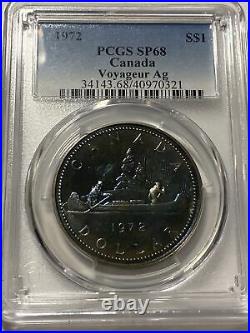 1972 PCGS SP68 Canada Voyager Ag Gorgeous? Blueish Toned Silver Dollar $1