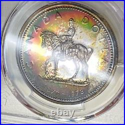 1973 $1 Canada Silver Dollar PCGS SP 67 Rainbow Toning Item 8002