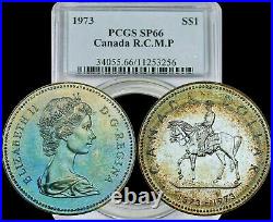 1973 Canada RCMP Silver Dollar PCGS SP66 High In Demand Color Toning