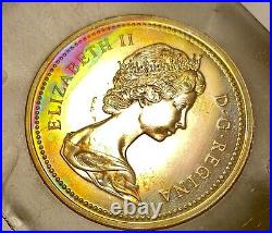 1973 Canada Silver Proof Dollar Coin BU-UNC WithBox Rainbow toning, Toned #1036