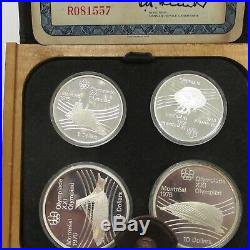 1974 Canada Olympic Silver Proof Coin Set $10 $5 Box And Papers 7 4 Coins Set