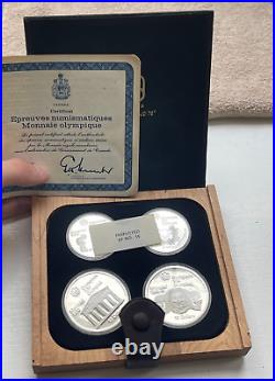 1974 Canada Olympics Silver Coin Proof Set Torch, Wreath, Zeus Temple & Head