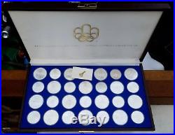 1976 CANADA OLYMPIC 28 COINS SET-Complete With Case & Key-Sterling Silver $5 & $10