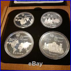 1976 CANADA XXII Olympic 28 Sterling Silver PROOF Coins & 7 Wooden Cases & COA's
