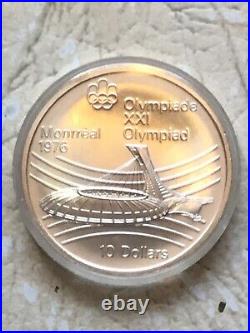 1976 Canada $10 Large Olympic. 925 Silver Coin Olympic Stadium BU