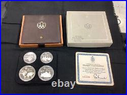 1976 Canada Montreal Olympics Series 5 Silver Proof Set 4 Coins with Box & COA