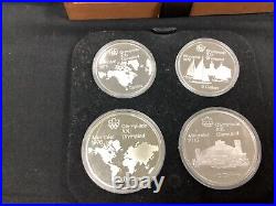 1976 Canada Montreal Olympics Series 5 Silver Proof Set 4 Coins with Box & COA