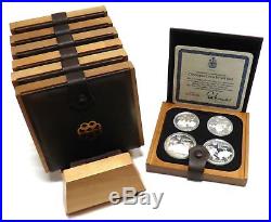 1976 Montreal Canada Olympic Silver Proof Set All 7 Series Original Boxes, Stand
