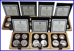 1976 Montreal Canada Olympic Silver Proof Set All 7 Series Original Boxes, Stand