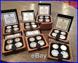1976 Olympic Silver Proof 28 Coin Set Montreal Canada 7 Series $5 & $10 Coins