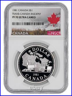 1981 Proof Trans-can Railway Train Canada Silver Dollar Ngc Pr Pf 70 Ultra Cam