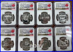 1982-1989 Canada Silver Dollars NGC MS69 DPL Deep Proof Like Eight Coins Total