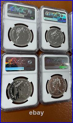 1982-1989 Canada Silver Dollars NGC MS69 DPL Deep Proof Like Eight Coins Total