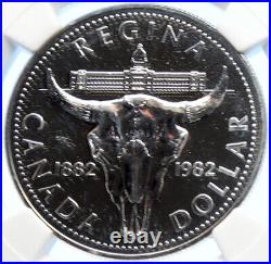 1982 CANADA UK ELIZABETH II Cattle Skull Specimen Silver Dollar Coin NGC i106323