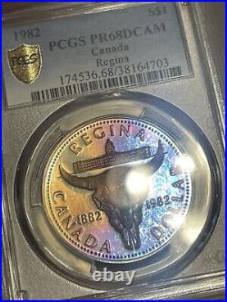 1982 Canada Regina Proof Silver Dollar PCGS PR68DCAM Amazingly Toned Gorgeous
