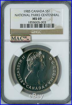 1985 Canada Silver Dollar Ngc Mac Ms69 Pq Finest Graded Spotless