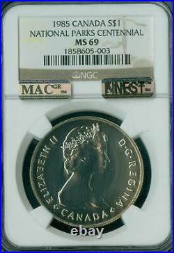 1985 Canada Silver Dollar Ngc Ms69 Pq Mac Finest Graded Spotless