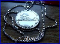 1986 CANADA Vancouver SILVER DOLLAR on a 24 ITALIAN Sterling Silver Rope Chain
