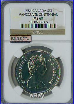 1986 Canada Silver Dollar Vancouver Ngc Mac Ms69 Pq Finest Graded Spotless