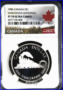 1986 S1$ Silver Dollar Vancouver Centennial Canada Ngc Pf 70 Ultra Cam Top-pop