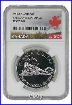 1986 Vancouver Centennial Canada Silver Dollar $1 Ngc Cert Ms 70 Dpl Proof Like