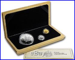 1989 Canada Maple Leaf Silver, Gold, Platinum Proof 5 Dollars Set with Box & COA
